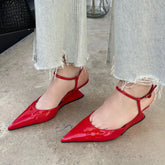 LBSFY  - New Luxury Wedge Sandals Women Pumps Pointed Toe High Heel Brand Designer Slippers Black Rose Platform Elegant Party Dress Shoes